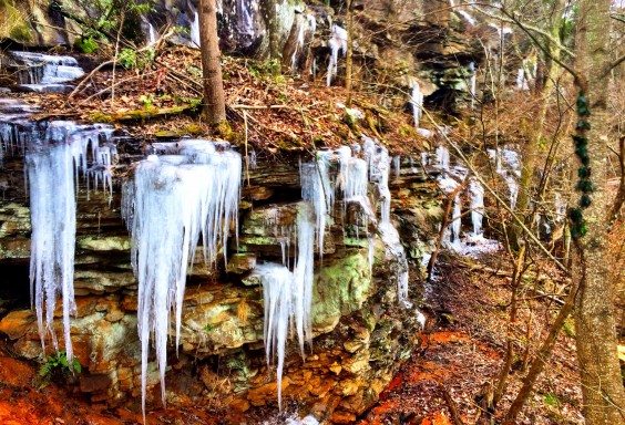 Icicle Waterfalls at Gorham's Bluff