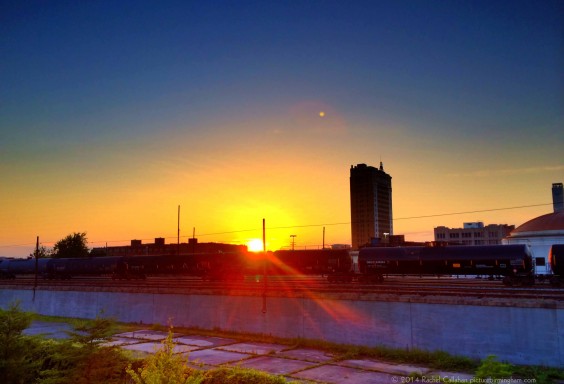 Sunset Through the Railcars