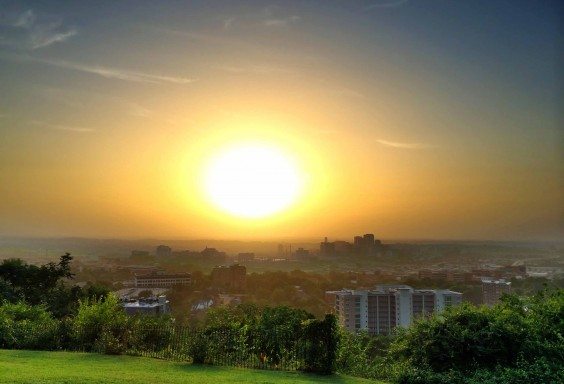 Giant Sun over a Dusty Birmingham