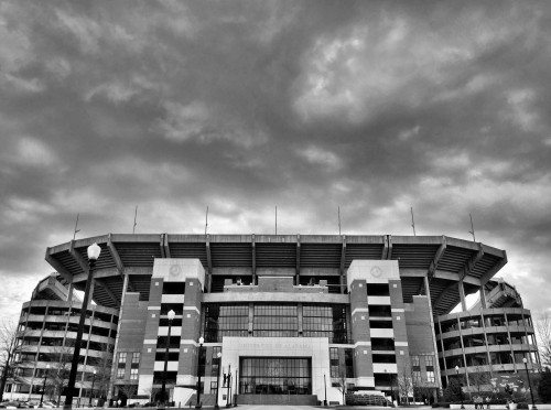 150308BW Storm Brewing over Bryant-Denny